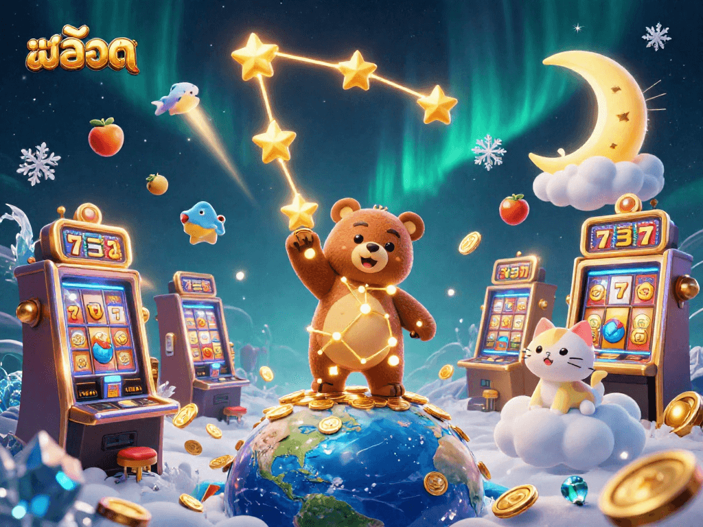 Experience สล็อต thrills with our vibrant 3D casino illustration featuring lucky characters and dynamic elements.