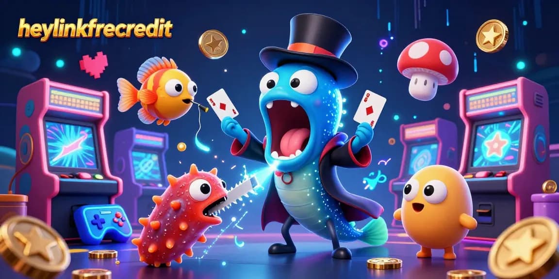 Engage with heylinkfreecredit in a vibrant 3D casino magic spectacle featuring sea creatures.