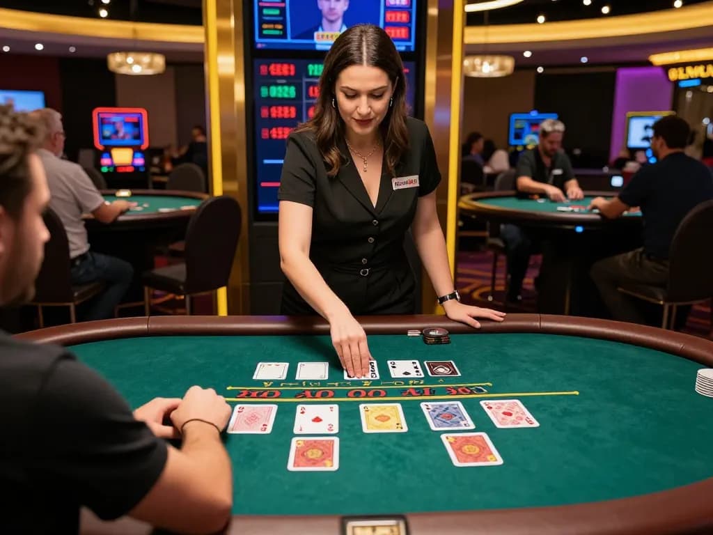 Engage with MAN88 at a luxurious online blackjack table, showcasing dynamic gameplay and strategic interaction.