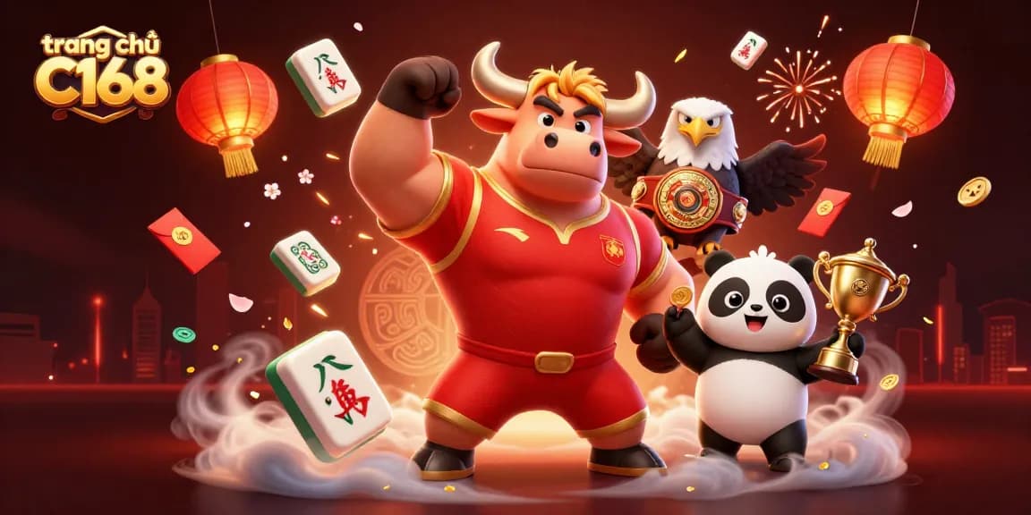 Experience thrilling excitement on trang chủ C168 with a vibrant casino-themed illustration showcasing celebration and victory.
