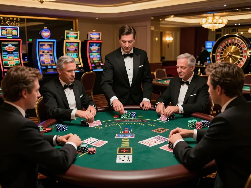 Engaging in a strategic blackjack game at an upscale casino venue with TA88 themed decor.