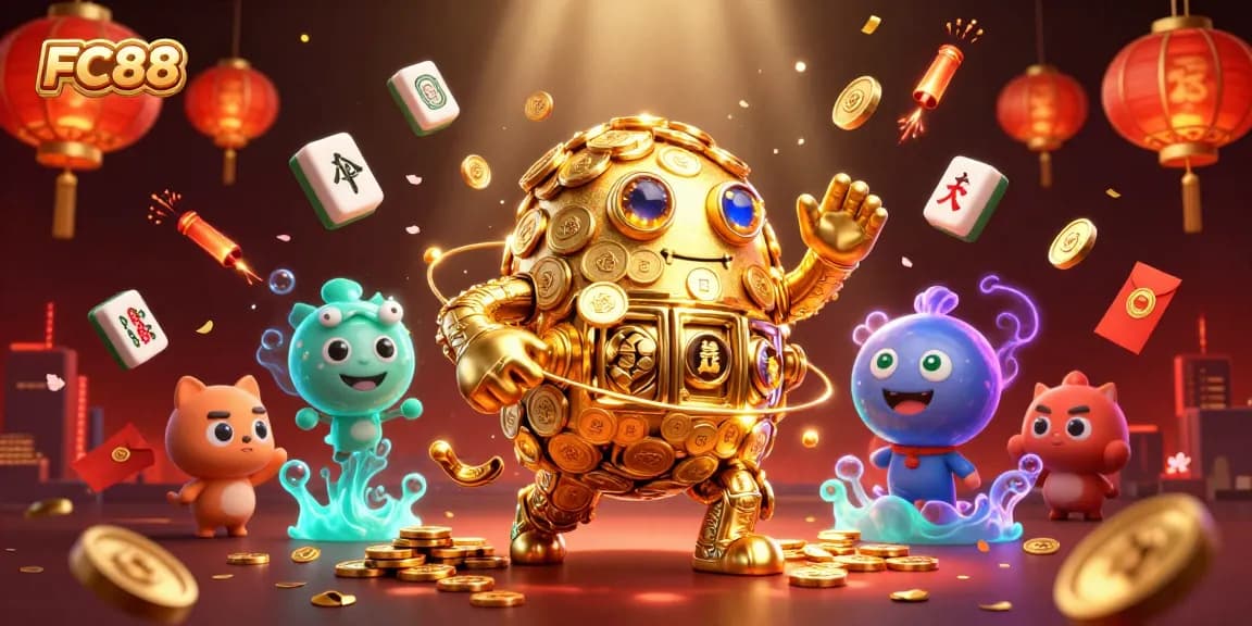 Experience thrilling games and vibrant bonuses at FC88, featuring a dynamic golden golem icon.