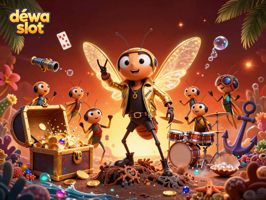 Experience the thrill of dewa slot with vibrant characters, gold coins, and lively casino action!