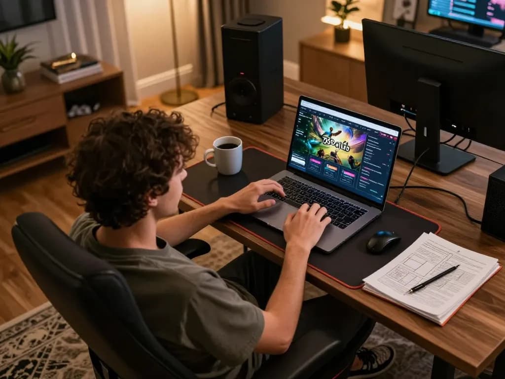 Player engaging in online casino gaming with 789club at home, showcasing strategy and comfort.