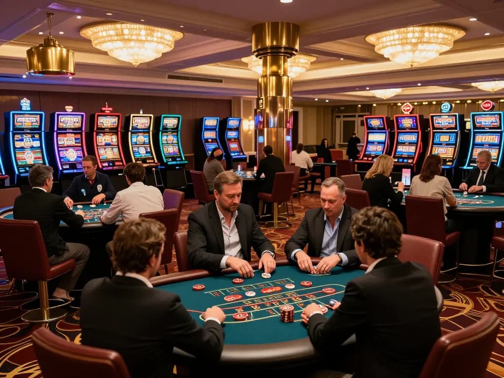 Players engaging in dynamic gameplay at VSBET, showcasing a vibrant casino floor filled with excitement and activity.
