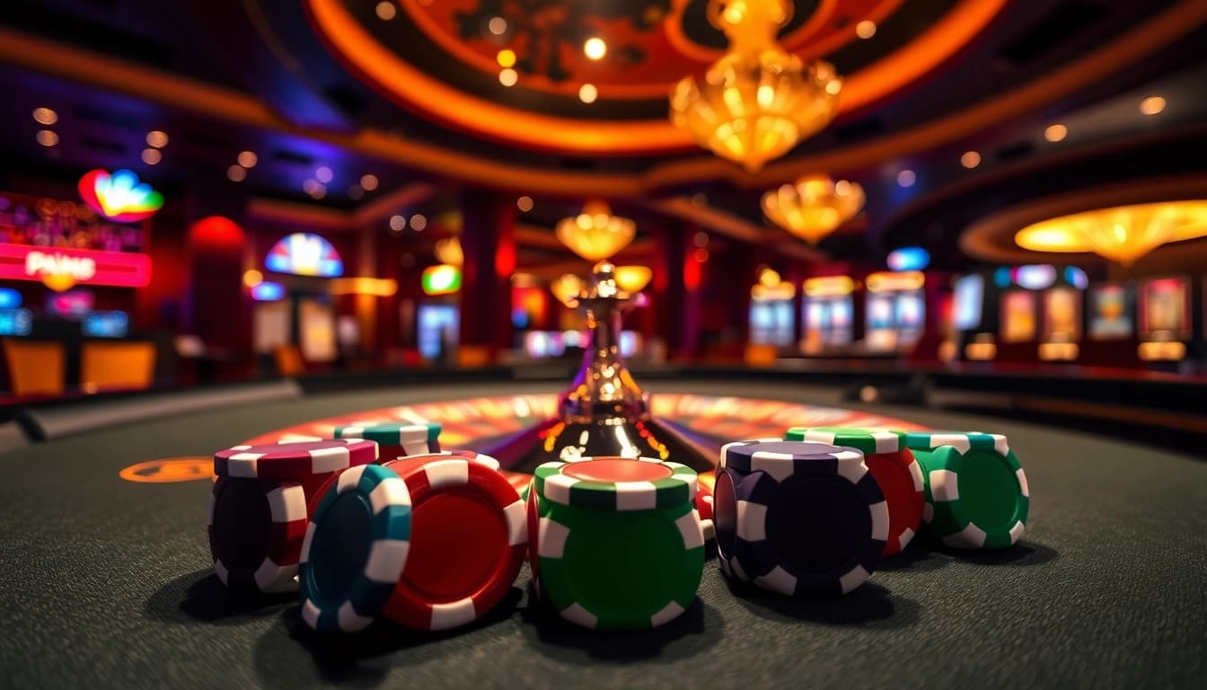 Taruh taruhan dalam permainan kasino terbaik bbni4d dengan chip berkilau dan suasana meriah.