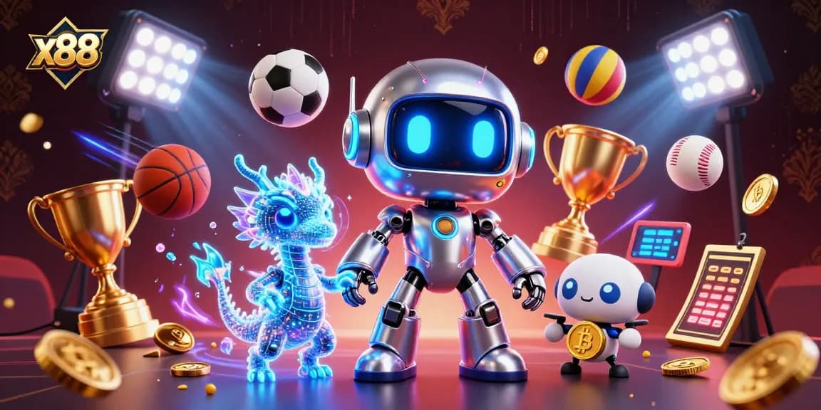 x88 offers a thrilling gaming experience with a vibrant casino scene featuring dynamic sports elements.