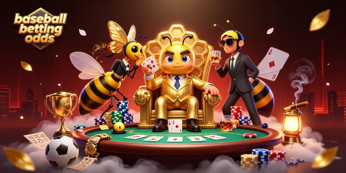 Engage with baseball betting odds in this vibrant 3D scene of a buzzing casino atmosphere.