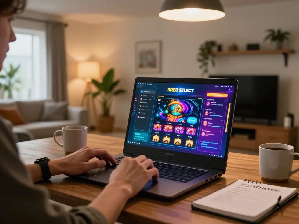 Engaging with RR88 SELECT platform through a cozy home gaming setup while practicing responsible gambling