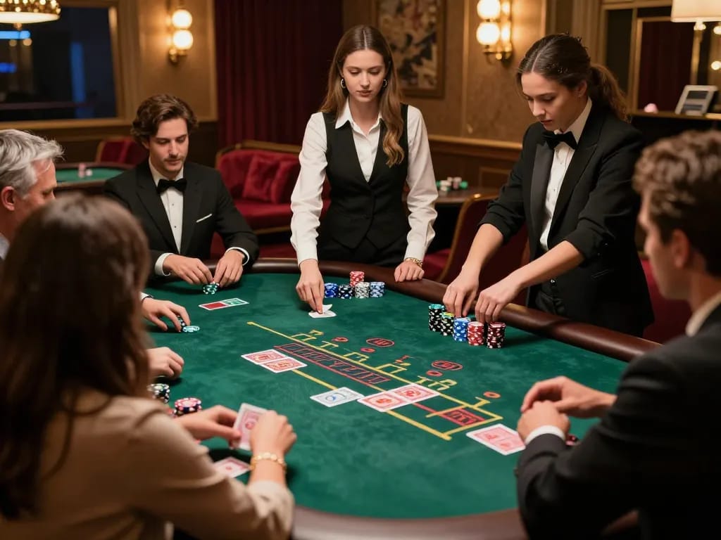 Players enjoying an engaging blackjack game at SC88 with professional dealers and luxurious decor