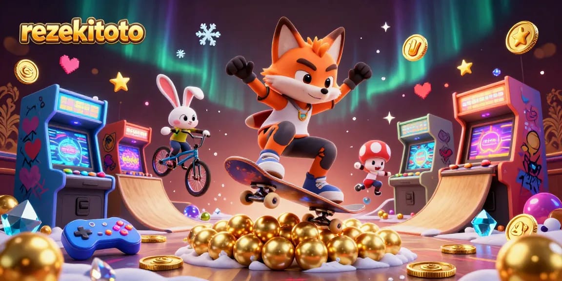 Engage in thrilling lottery action with rezekitoto, featuring vibrant casino characters and dynamic symbols.