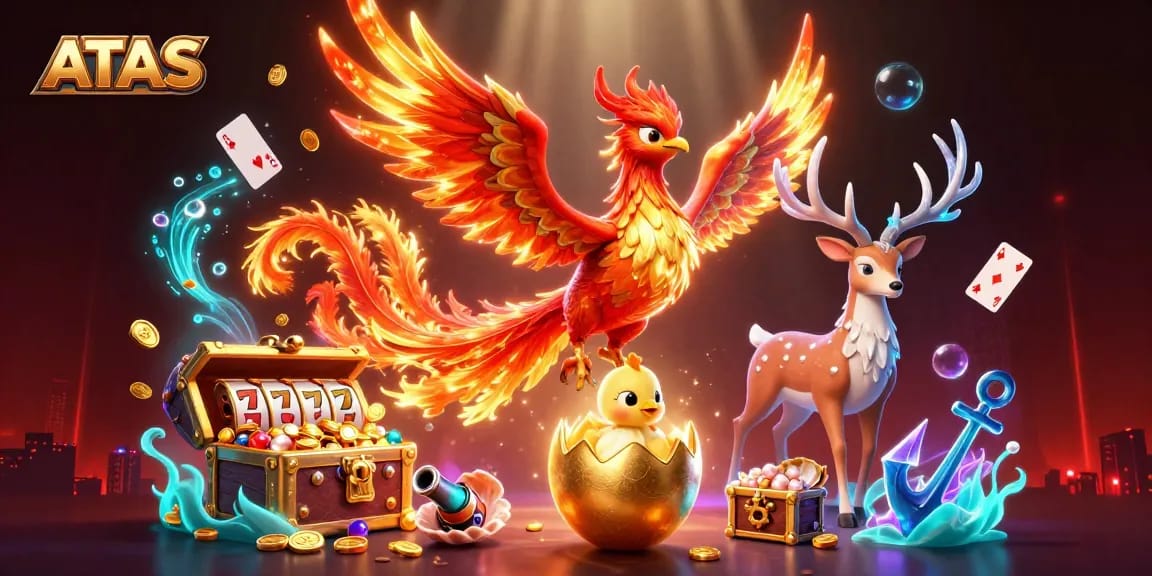 Experience the thrill of ATAS casino with vibrant games, phoenix, and treasures!