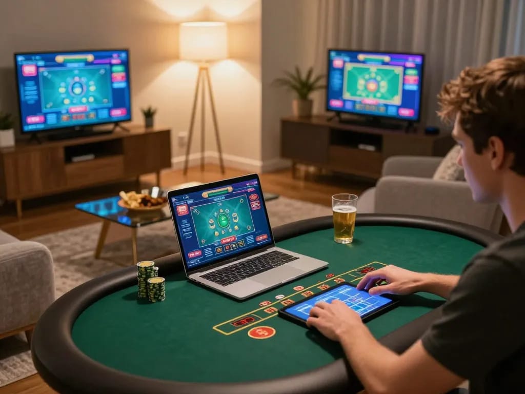 Player using cm88seo for live dealer blackjack at home with engaging ambiance.