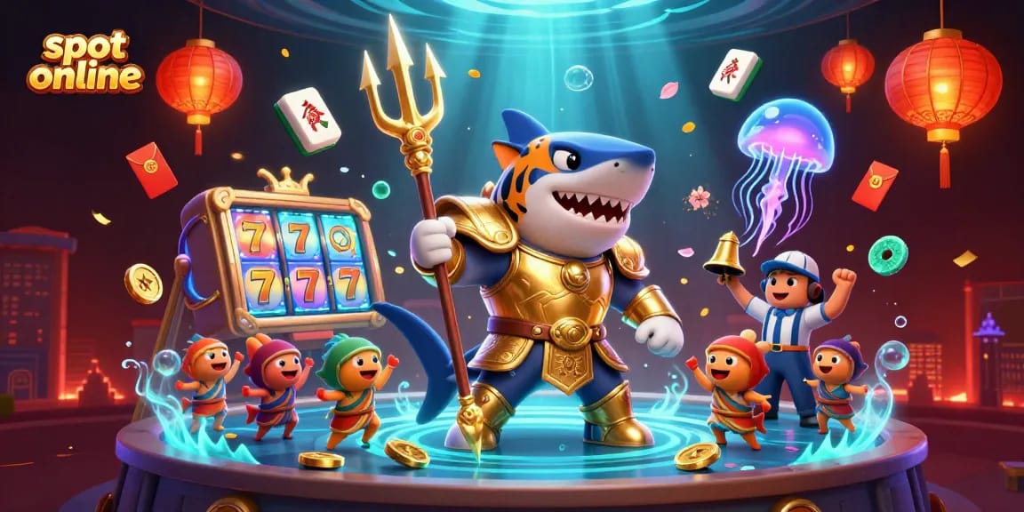 Putar slot online dengan berbagai simbol keberuntungan di bawah lautan.