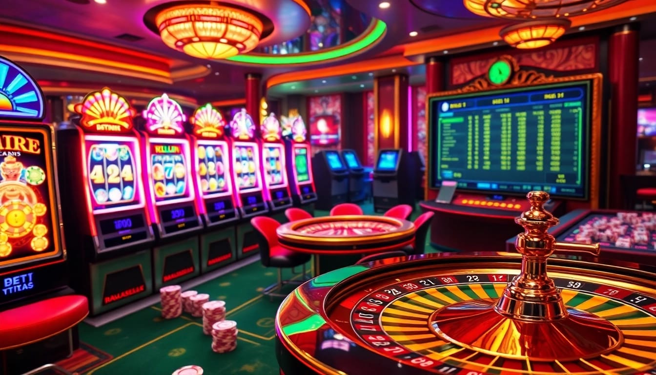 Gamble and win big with engaging slot online machines in a luxurious casino setting.
