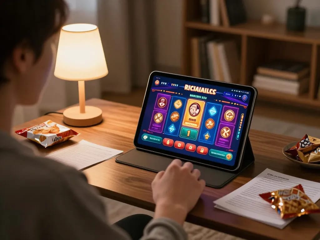 Engage with LGOGOAL on your tablet in a cozy home gaming atmosphere with vibrant games.