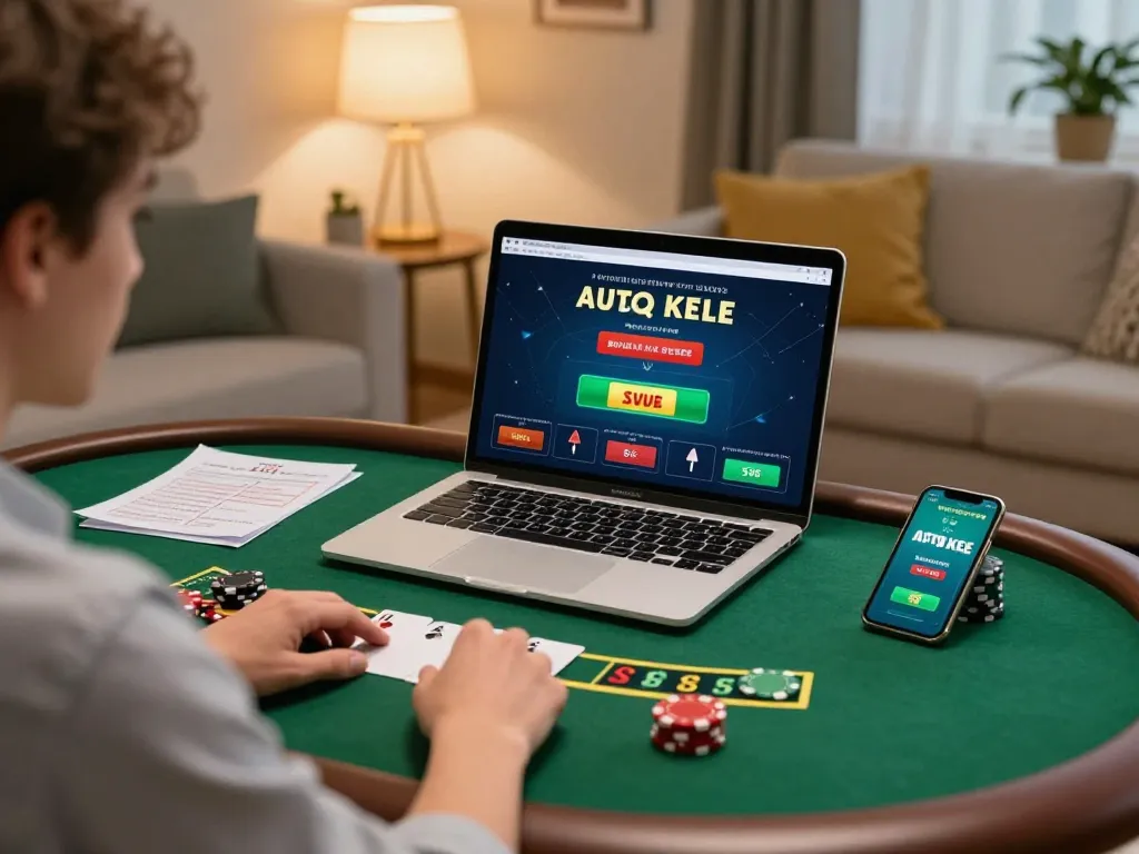 Play engaging blackjack at HZ88, showcasing live dealer gameplay on a laptop in a cozy home setting.