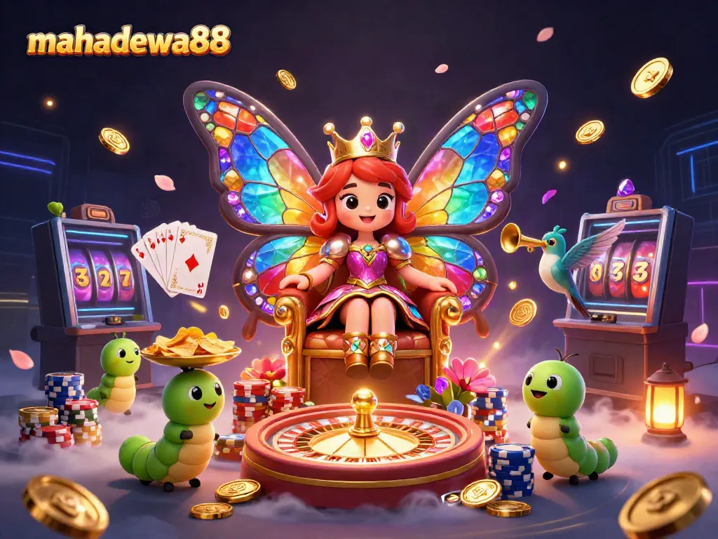 Experience the thrilling gameplay of mahadewa88 amidst vibrant casino elements and characters.