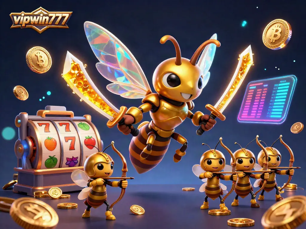 Experience immersive gaming action with vipwin777's vibrant, cartoon-filled carnival showcasing exciting slots and crypto elements.
