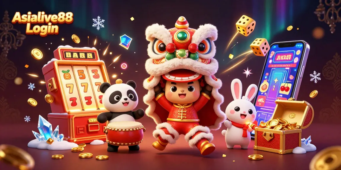 Engage with Asialive88 Login and WIN with vibrant 3D casino illustration featuring dynamic characters.