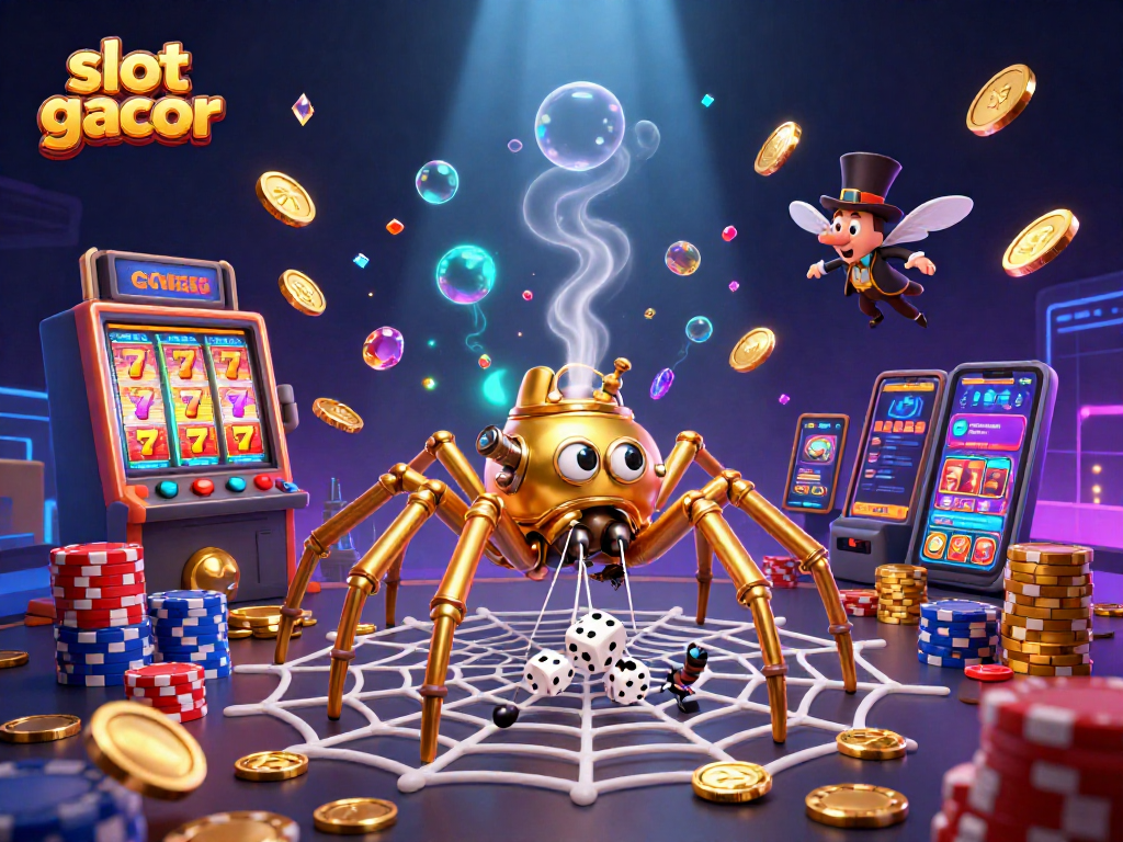 Engage with slot gacor games featuring a well-designed steampunk spider webbing magnificent jackpots and gaming elements.