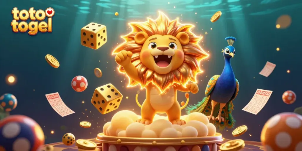 Engage in exciting toto togel gameplay with vibrant characters and lottery-themed elements.