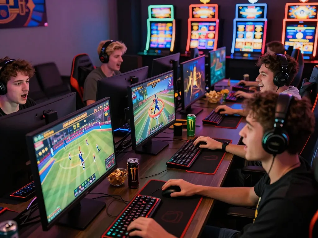 Engaging gaming scene at https://rr99.it.com/ with friends enjoying online betting and casino games.