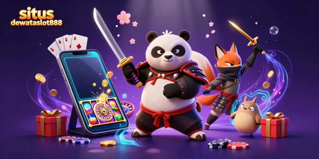 Menangkan koin dalam permainan di situs dewataslot888 bersama panda samurai dan rubah ninja.