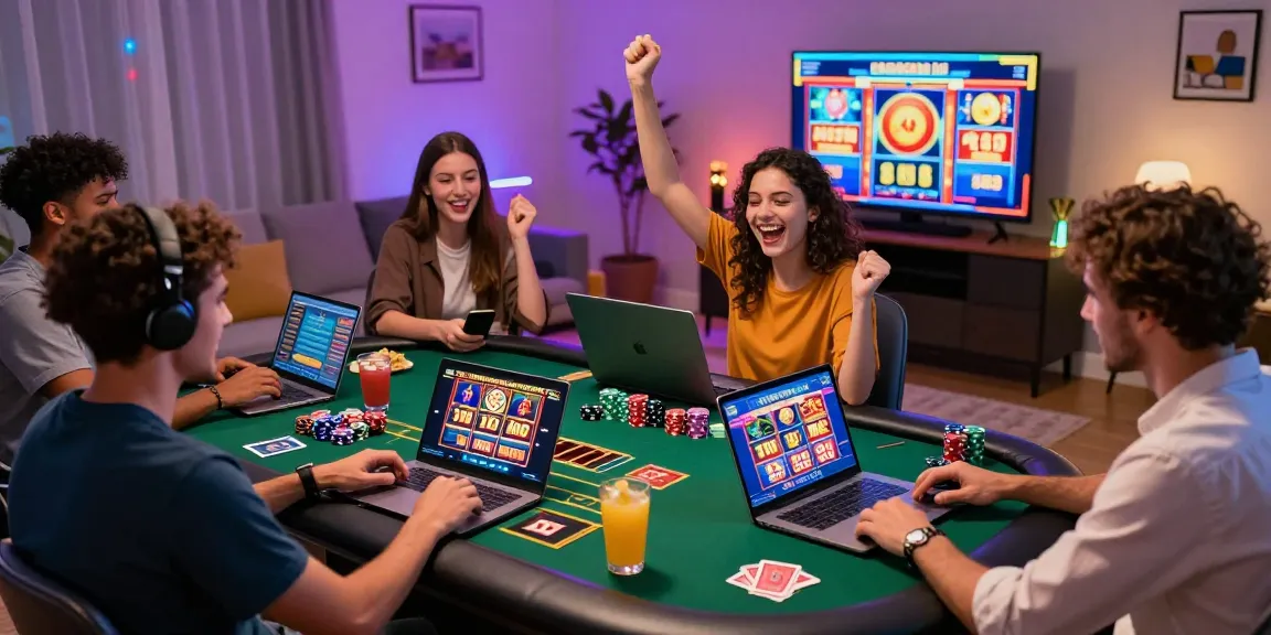 Players enjoying online gaming at home, highlighting https://dea.org.uk and exciting casino moments.