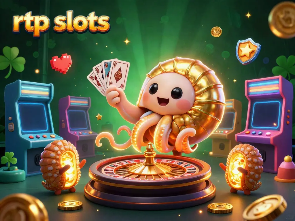 Experience the thrill of rtp slots with a vibrant 3D casino scene featuring animated characters and game elements.