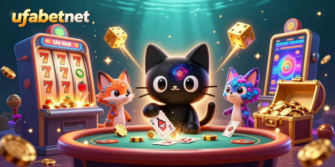 Experience ufabetnet with a cosmic casino scene featuring dynamic slot machine action and colorful game elements.