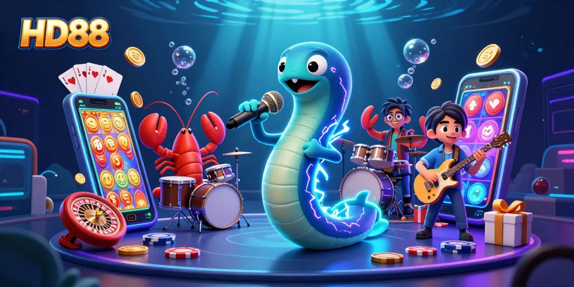 Engage in thrilling slot games at HD88's vibrant underwater casino with exciting characters and elements.