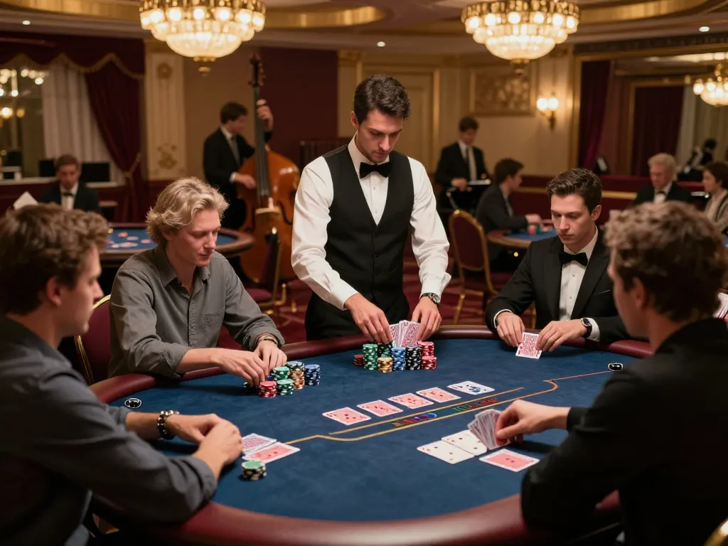 Players enjoying a thrilling poker game at an upscale casino, showcasing m108 strategy moments.