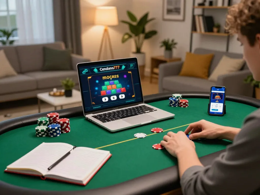 Cendana777 online poker gameplay with vibrant setup showing betting strategies and colorful chips.