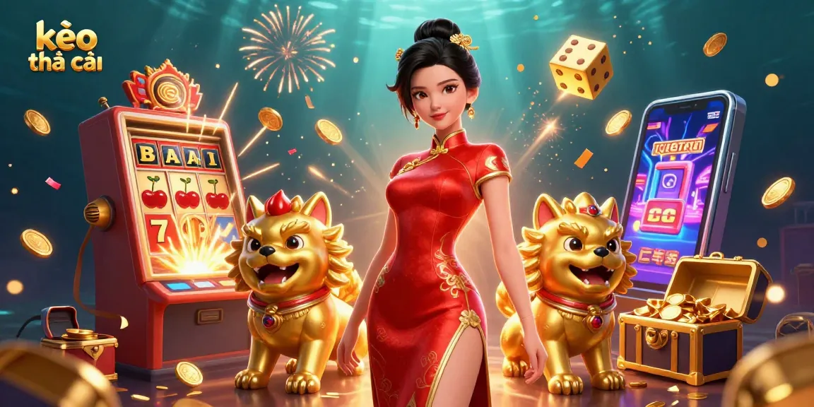 Engage with kèo nhà cái in this vibrant 3D casino scene featuring an elegant Asian woman and dynamic gaming elements.