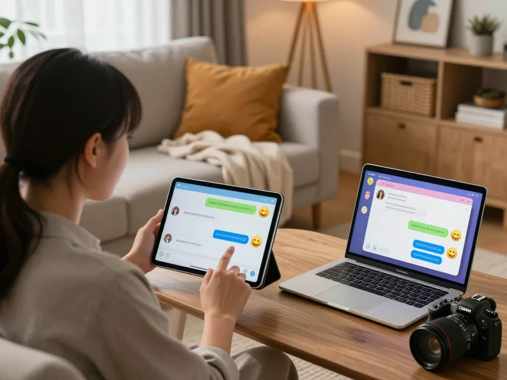 Engaging ai sex chat conversation scene between users in cozy settings.