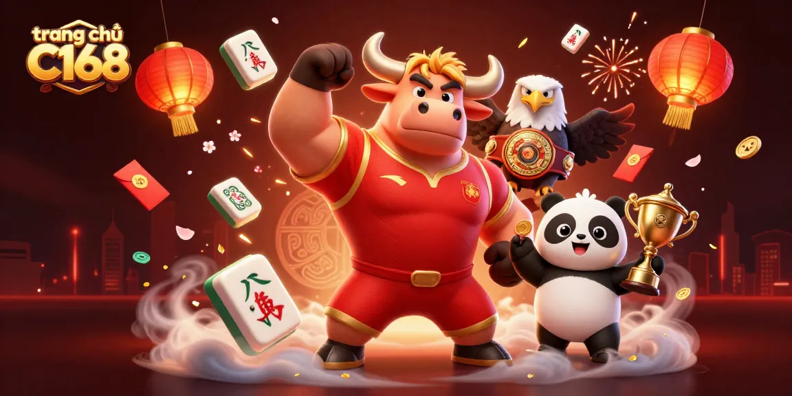 Experience thrilling excitement on trang chủ C168 with a vibrant casino-themed illustration showcasing celebration and victory.