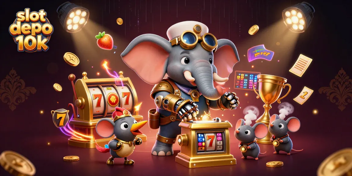 Experience thrilling wins with slot depo 10k in this vibrant 3D casino illustration featuring exciting gaming elements.