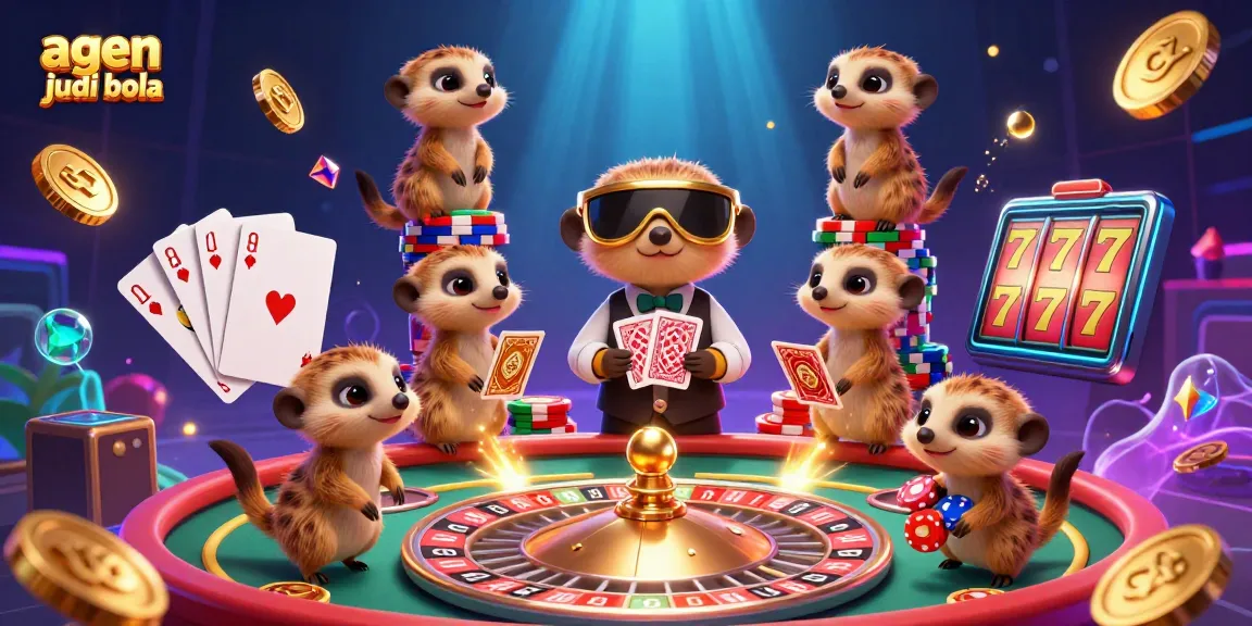 Experience engaging gameplay at agen judi bola with a chaotic meerkat casino scene showcasing thrilling elements.