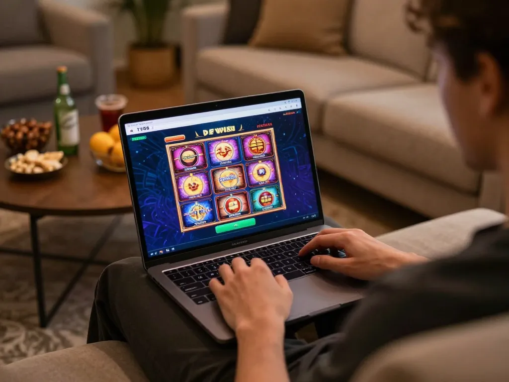 Engaging gameplay on TG88 platform while enjoying a cozy home setup.