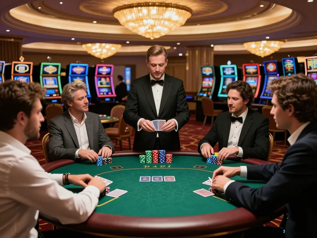 Players at a poker table showcasing du 88 excitement with stacked chips and cards in action