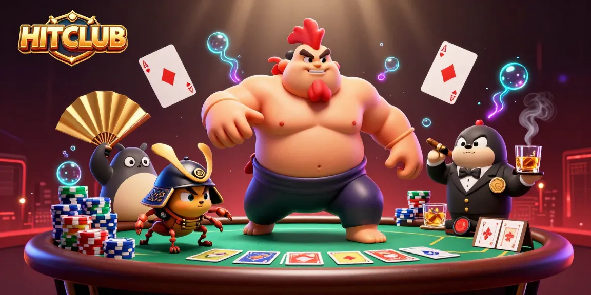 Engage in thrilling gameplay with HITCLUB's vibrant casino action, featuring colorful poker elements.
