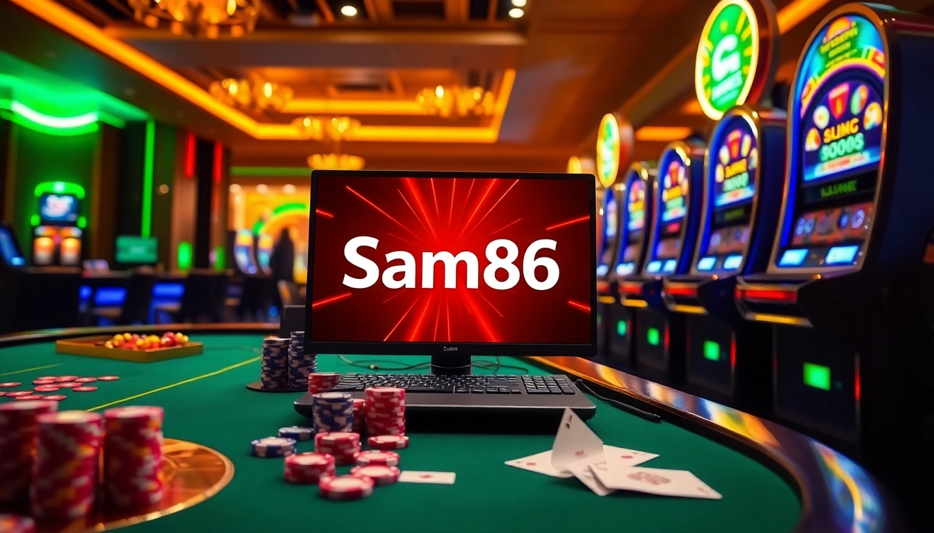Experience winning thrills with Sam86's exciting online gambling scene featuring vibrant casino elements.