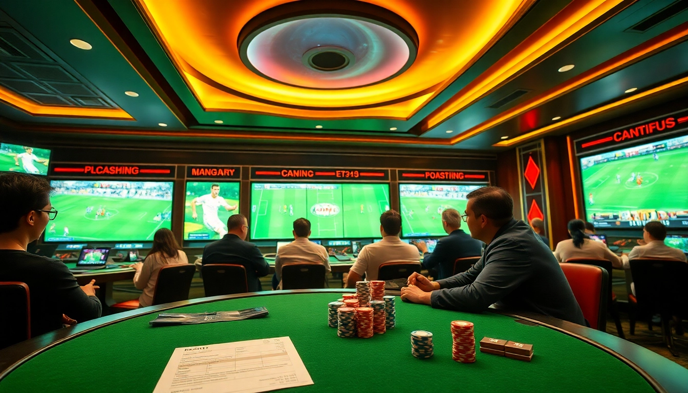 Engaging gamblers in a vibrant setting to learn about แทงบอลยังไง and sports betting strategies.