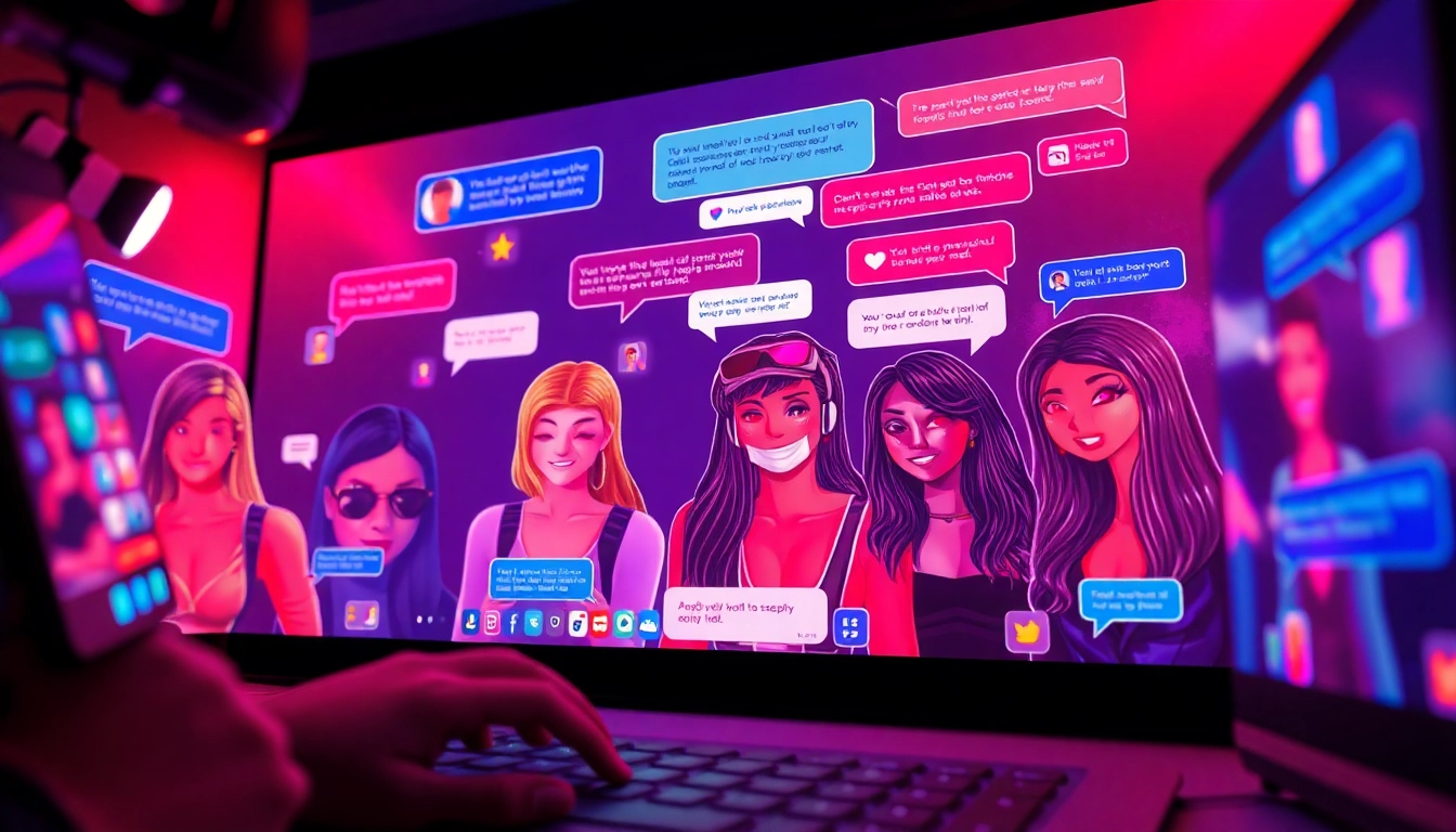 Engaging spicychat digital interface showcasing vibrant characters in a virtual chatroom.