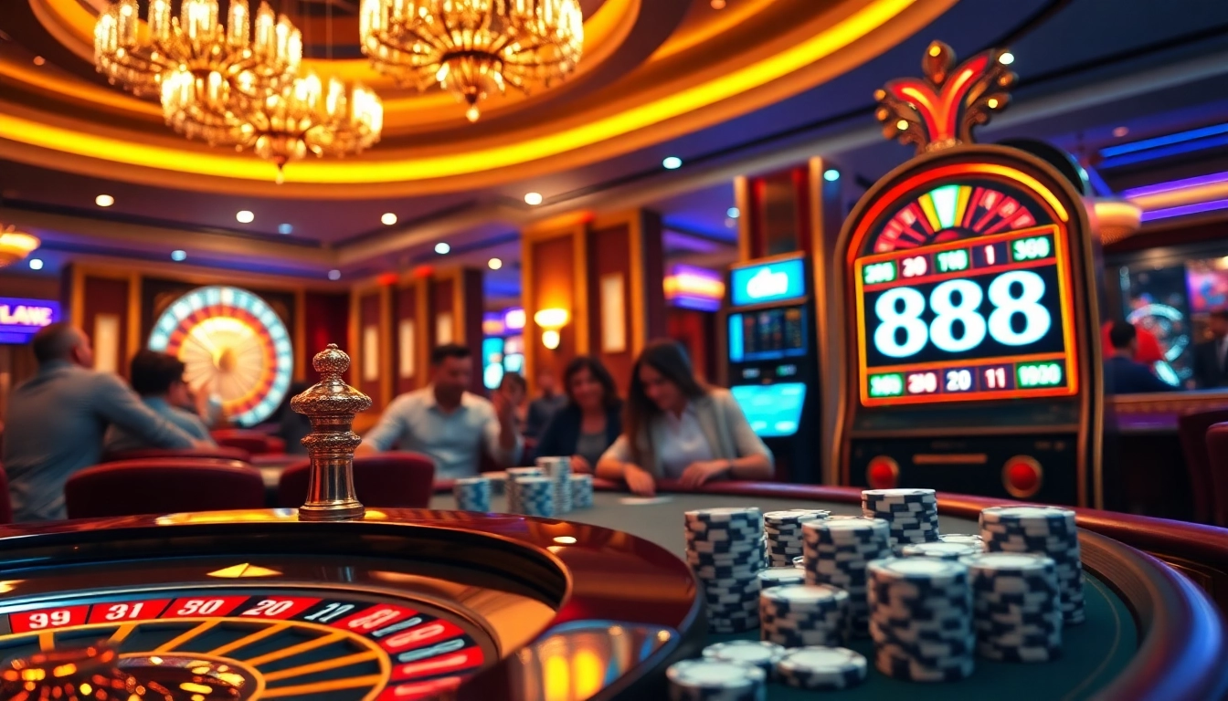Experience the excitement at dn 888 casino with players enjoying thrilling games at luxurious tables.