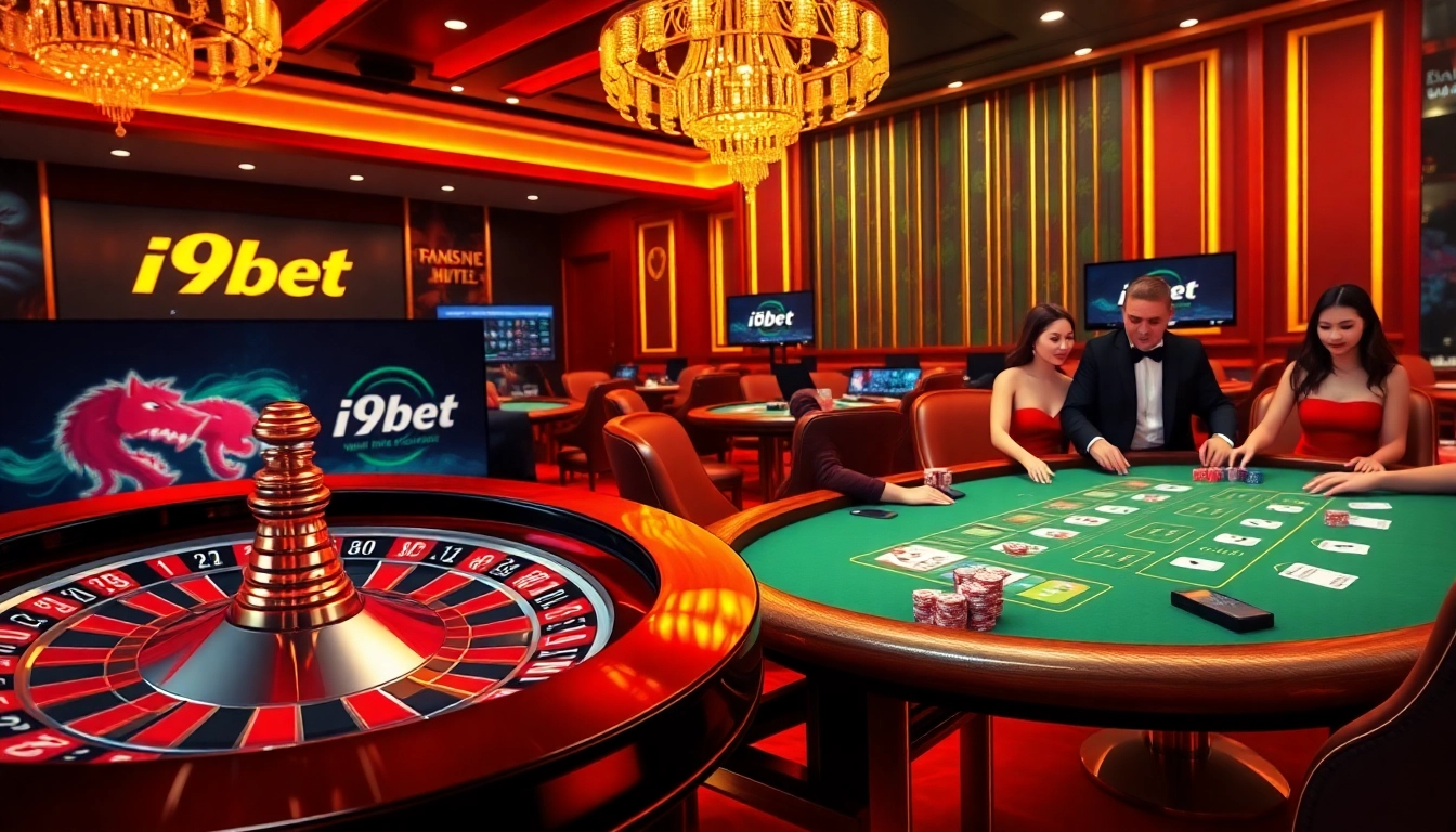 i9bet interactive gaming experience with vibrant casino tables and professional decor