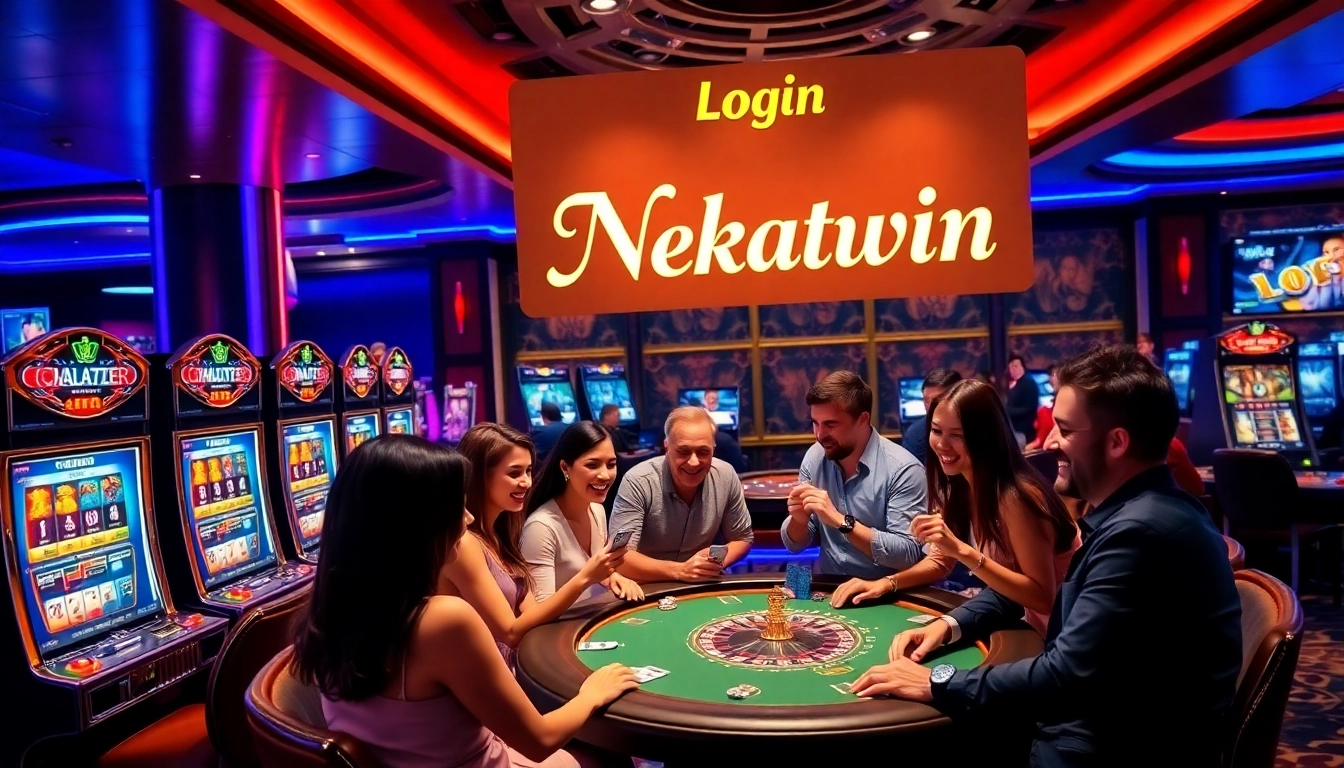 Experience the excitement of casino gaming with "login nekatwin" showcased in a lively environment.