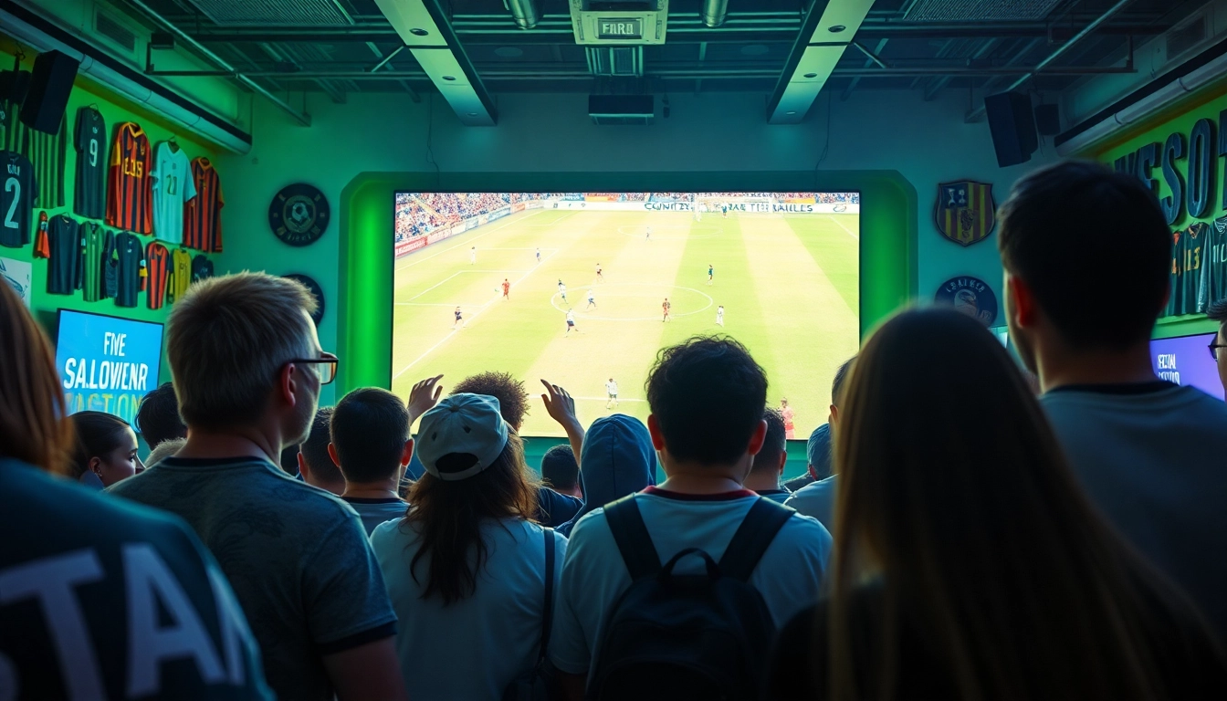 Socolive streaming platform showcasing enthusiastic fans watching live soccer matches in a vibrant setting.